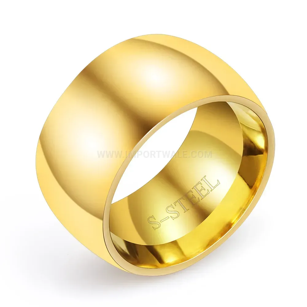 Classic Polished Stainless Steel Wide Band Ring for Men