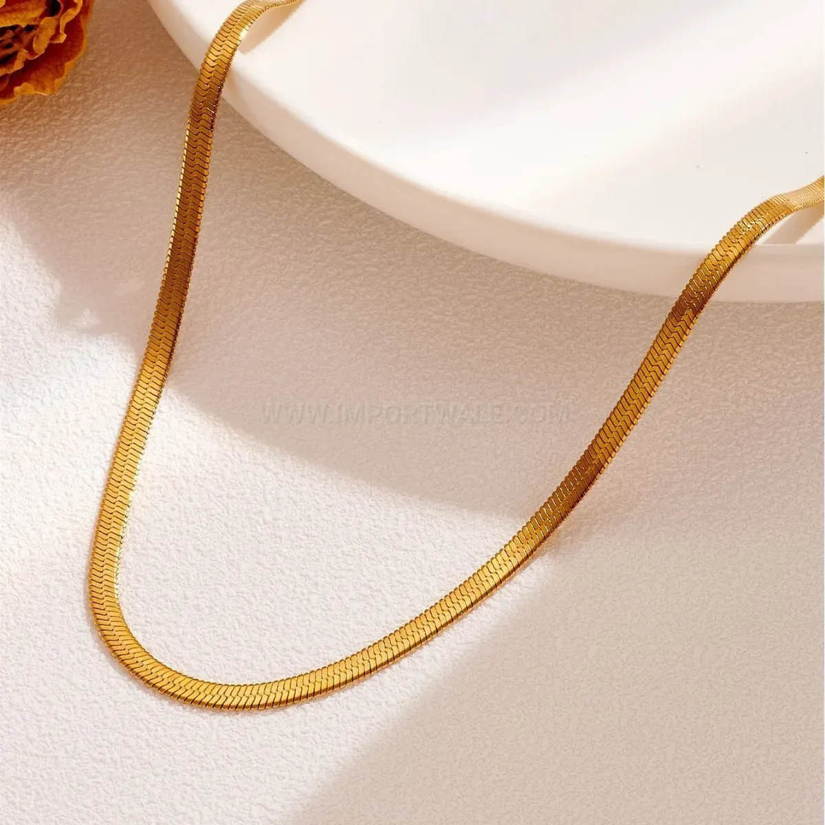 Elegant Minimalist Gold Titanium Steel Snake Chain Necklace