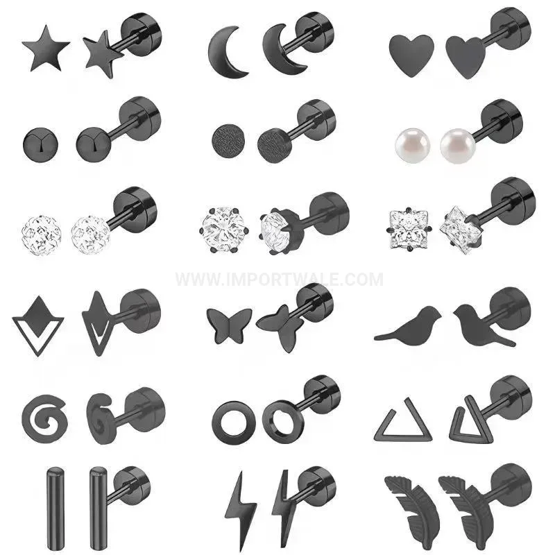 Trendy Butterfly Zirconia Inlaid Titanium Steel Cartilage Piercing Stud Set