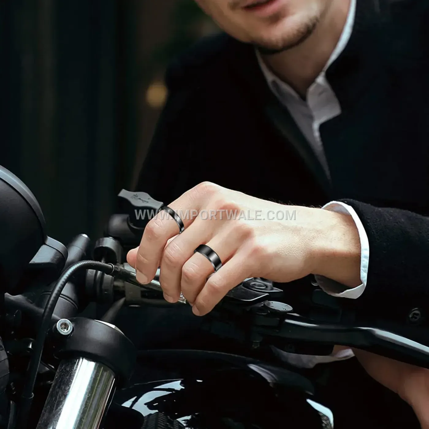 Dual Beveled Edge Stainless Steel Band Ring Set