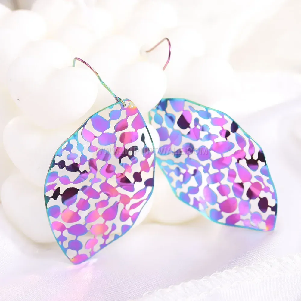 Vibrant Cutout Leaf Stainless Steel Stud Earrings