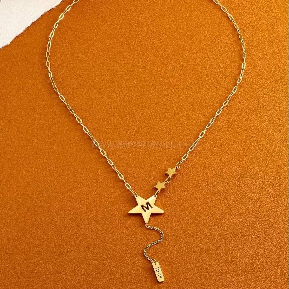 Elegant Titanium Steel Star Letter Tassel Pendant Necklace