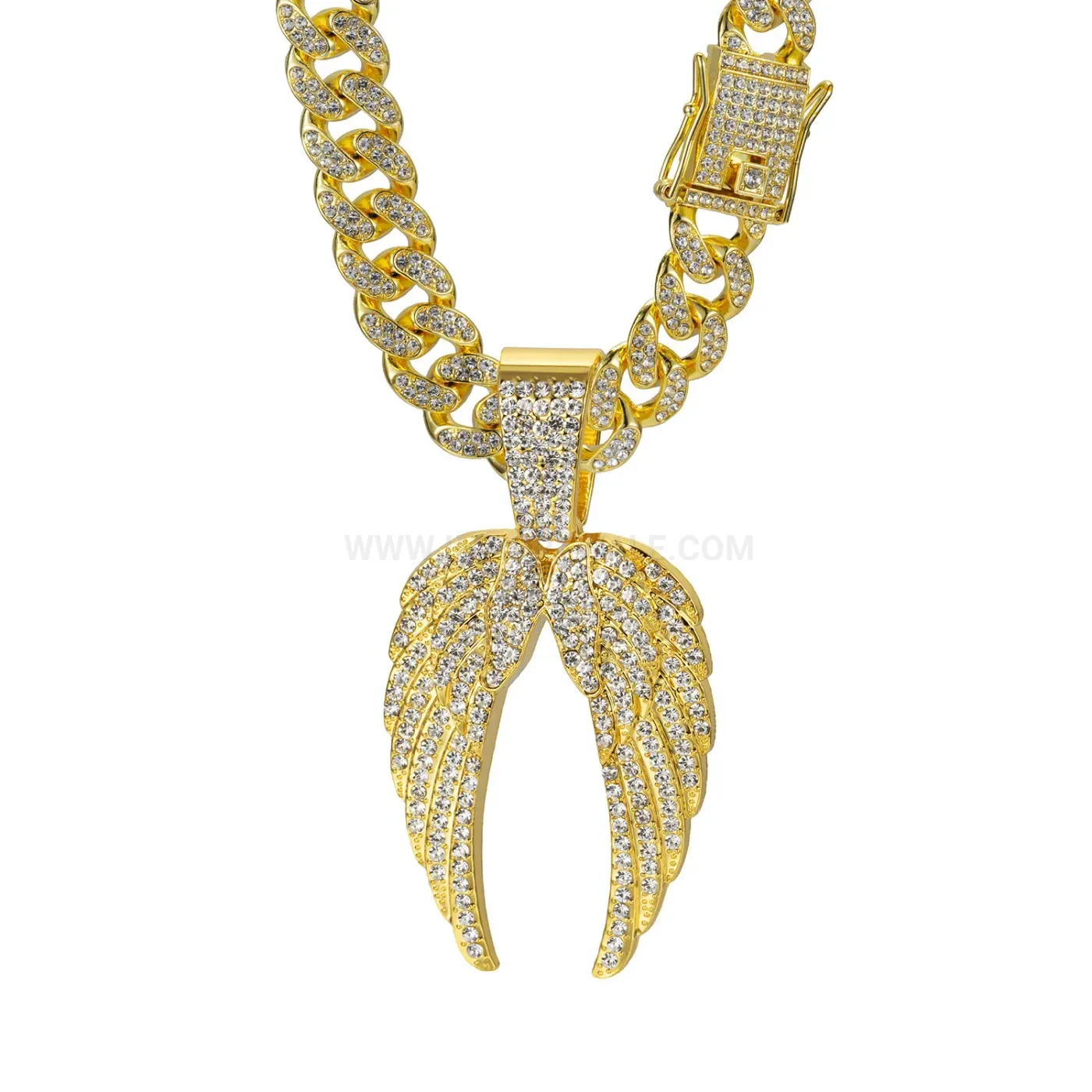 Full Rhinestone Paved Wings Hip Hop Pendant