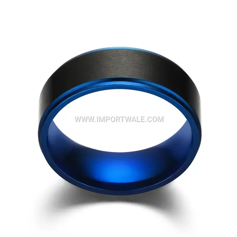 Two-Tone Stepped Stainless Steel Band Ring for Men