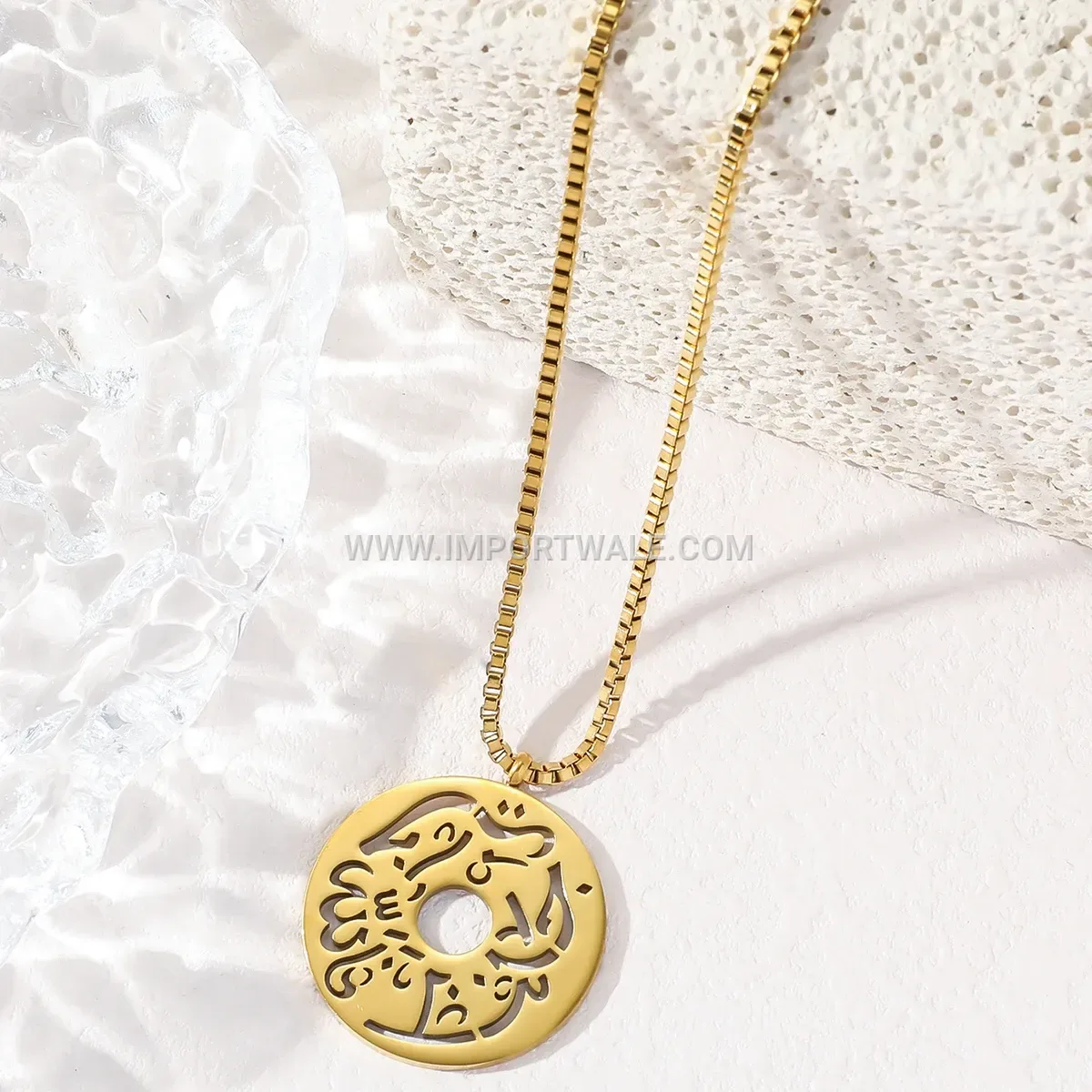Waterproof Stainless Steel Islamic Coin Medallion Necklace