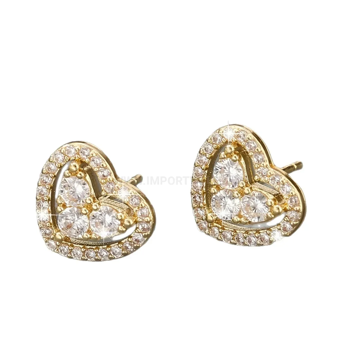 Chic Stainless Steel Heart Rhinestone Cartilage Piercing Ear Studs