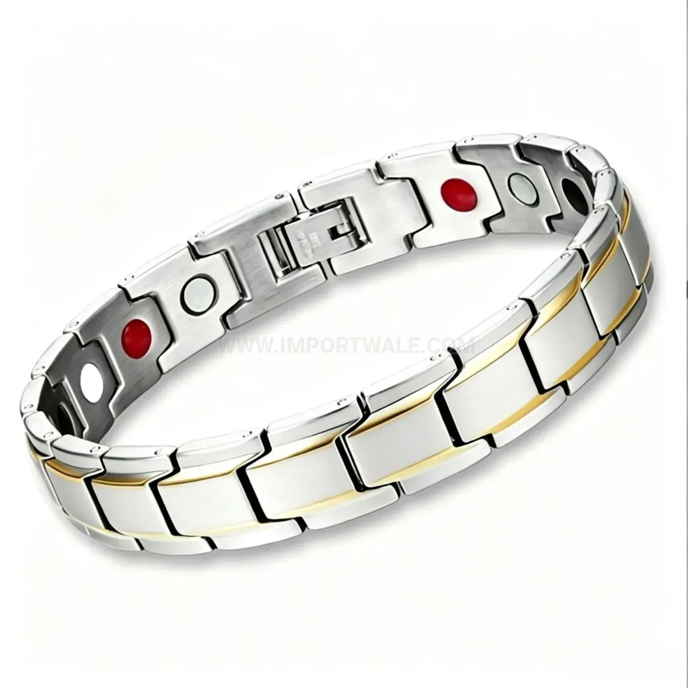 Elegant Couples Bio Magnetic Stainless Steel Link Bracelet with 4-in-1 Elements