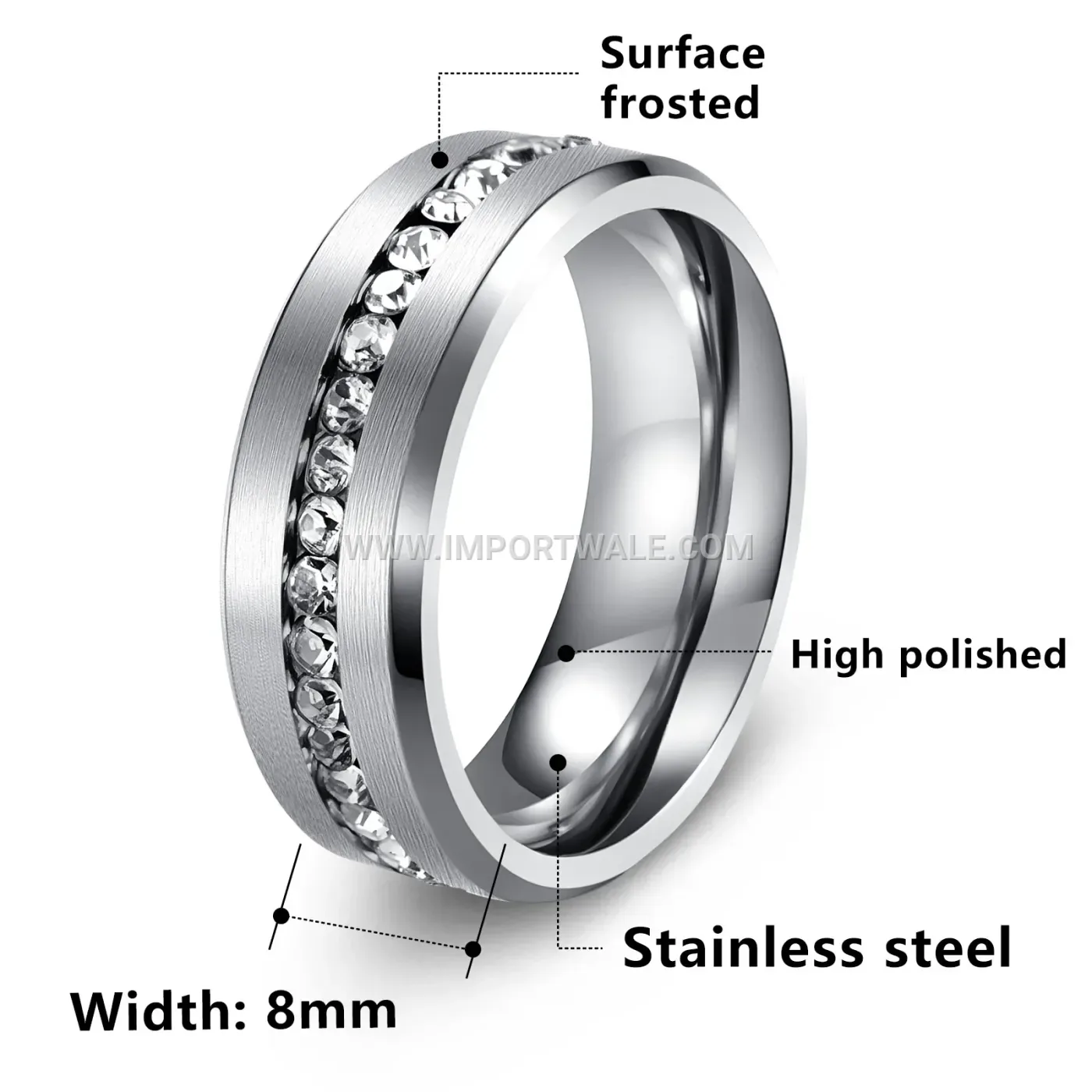 Vintage Radiant Cut Crystal Stainless Steel Band