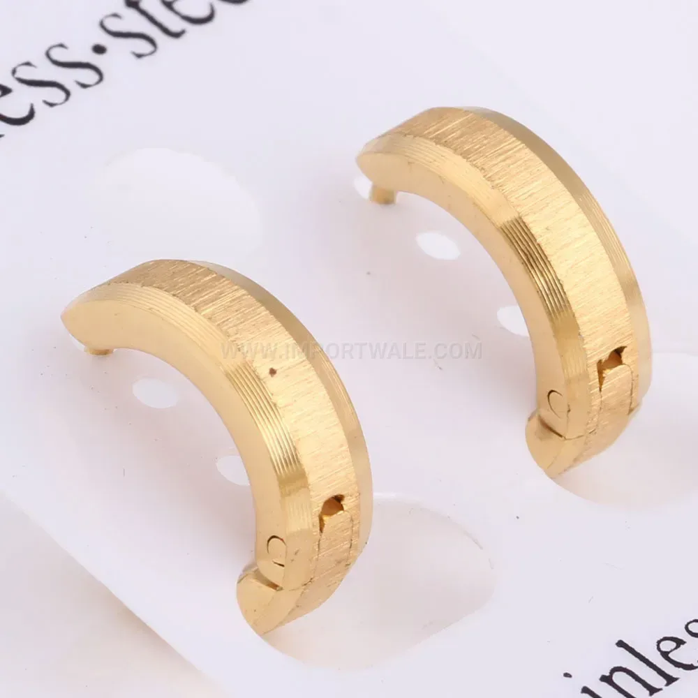 Modern Frosted Gold Finished Stainless Steel Statement Huggie Earrings