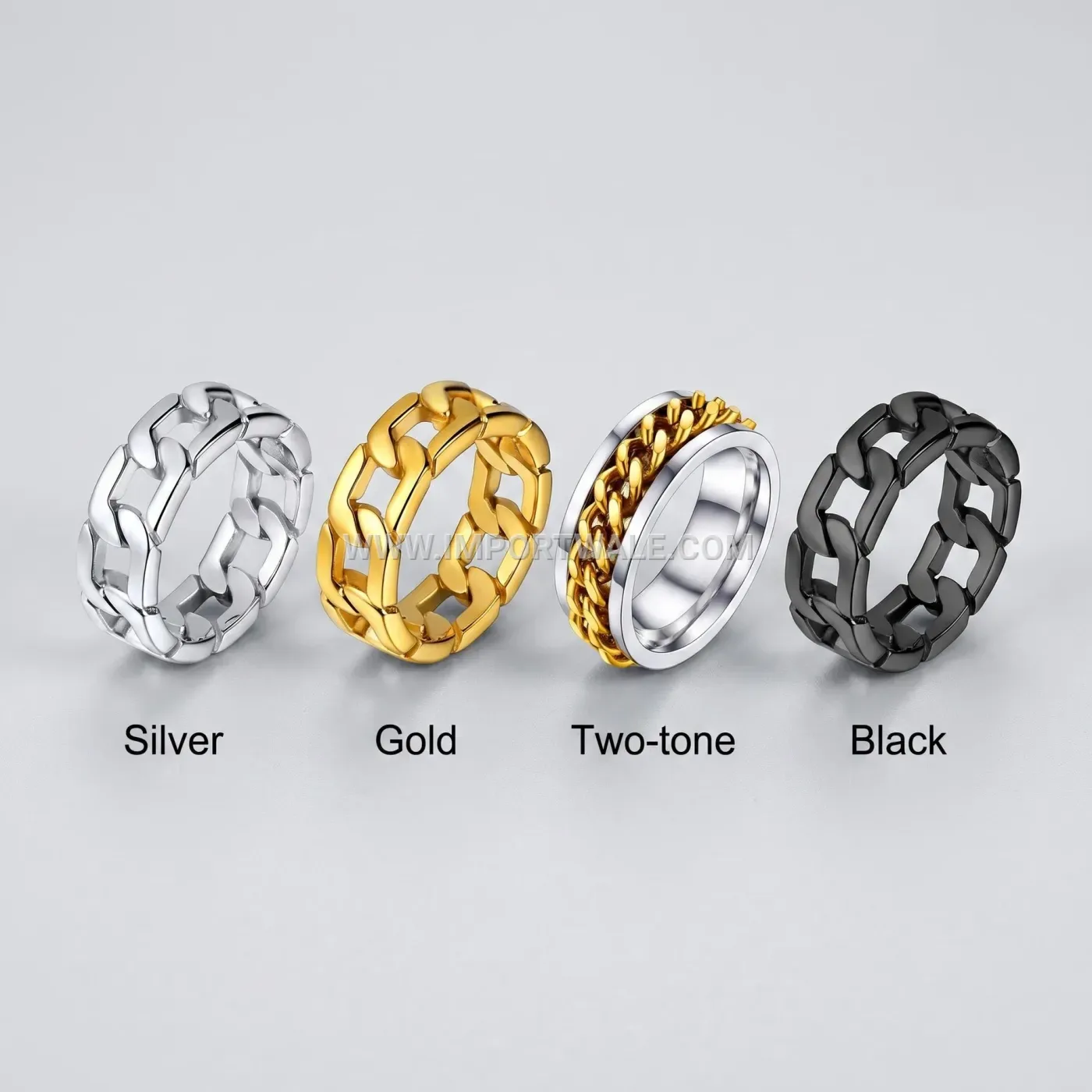 Geometric Stainless Steel Chain Link Statement Ring