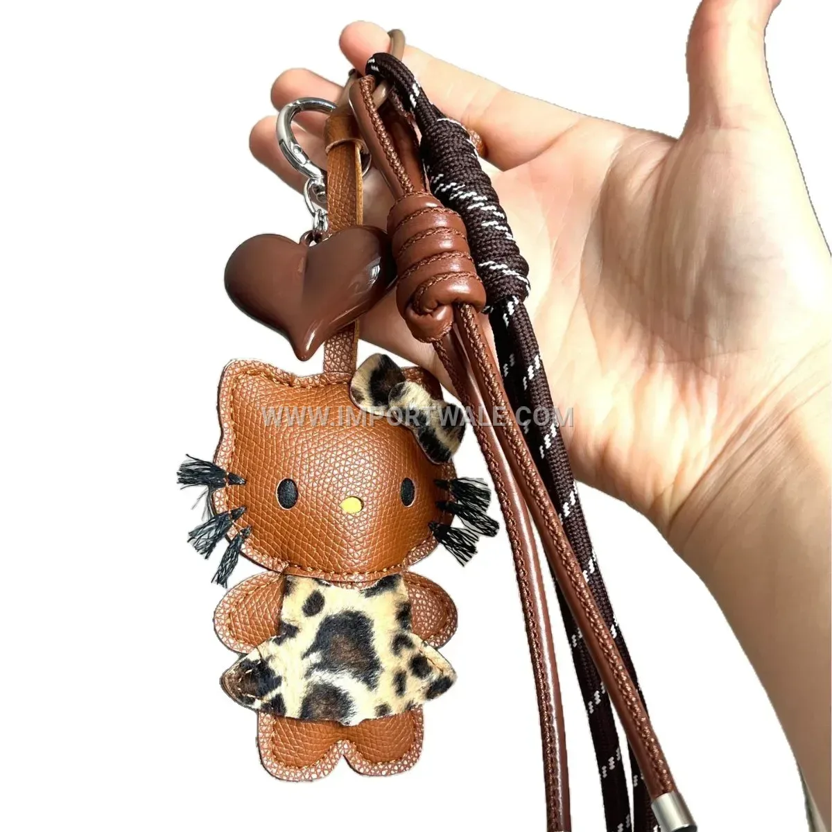Leopard Print Faux Leather Cartoon Character Bag Creative Key chains Keyring