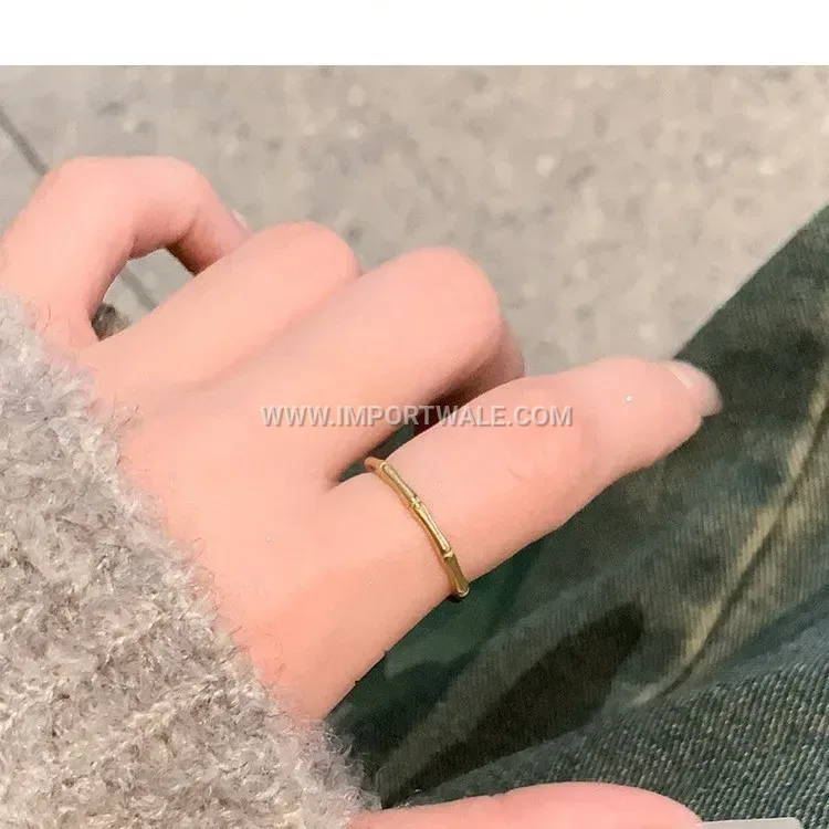 Textured Bamboo Joint Stainless Steel Band Ring