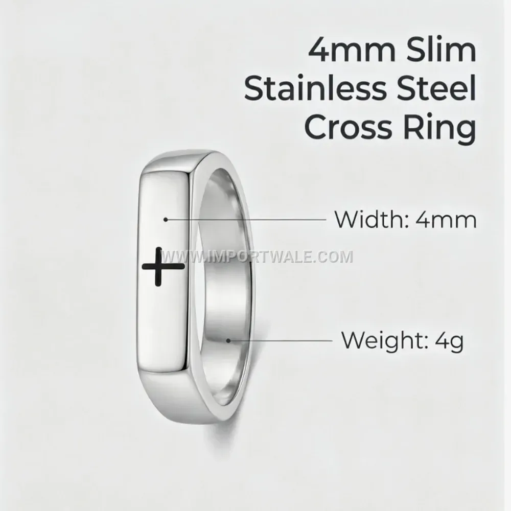 Christian Cross Engraved Stainless Steel Eternity Band