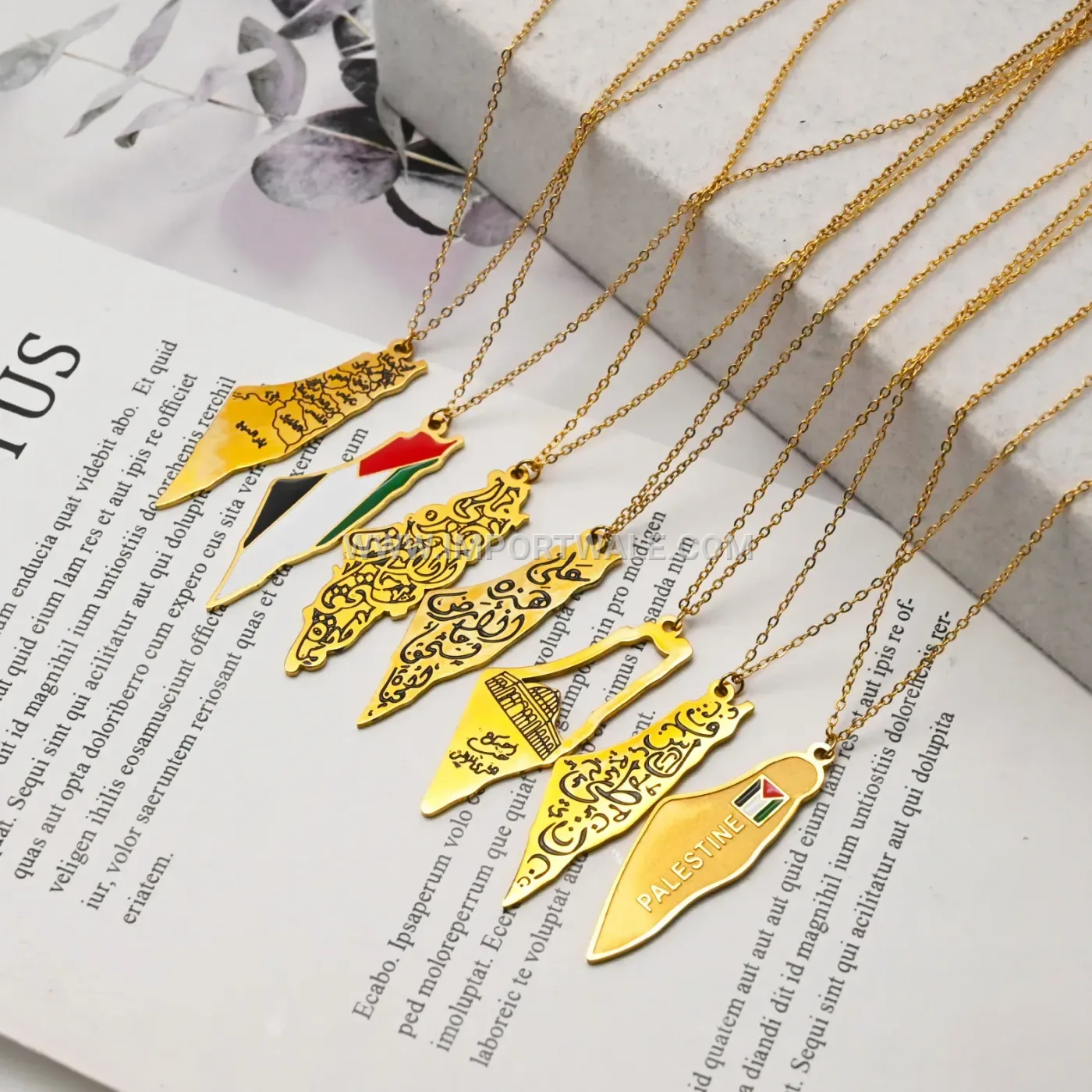 Stainless Steel Palestine Jordan Map Arabic Pendant Necklace