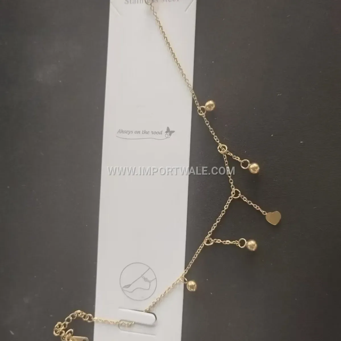 Dangling Heart Tassel Stainless Steel Chain Anklet