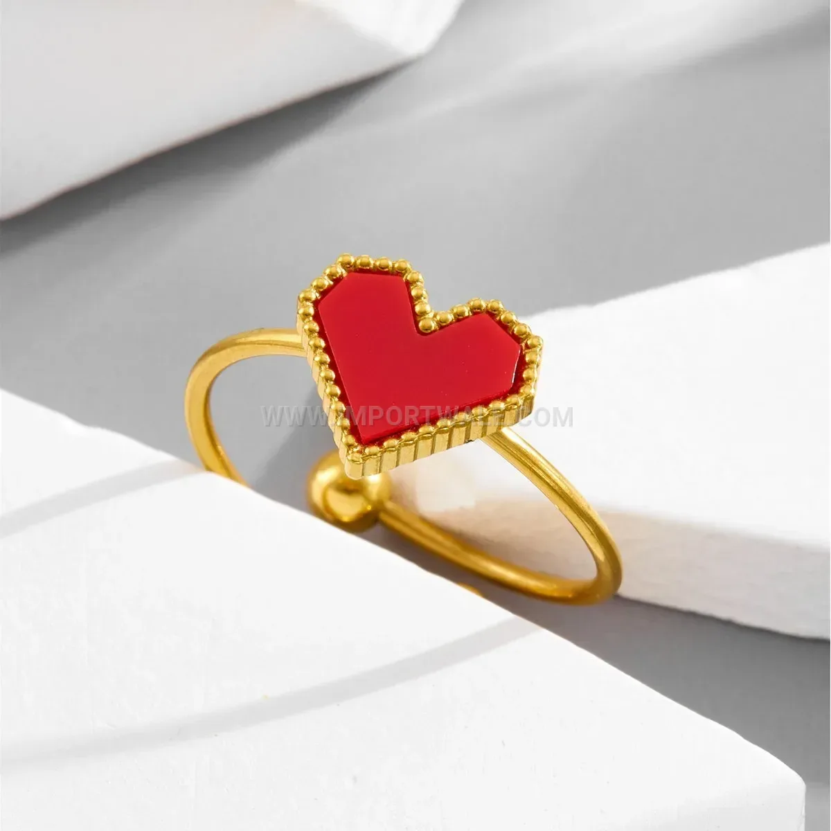 Adjustable Titanium Steel Heart Motif Ring