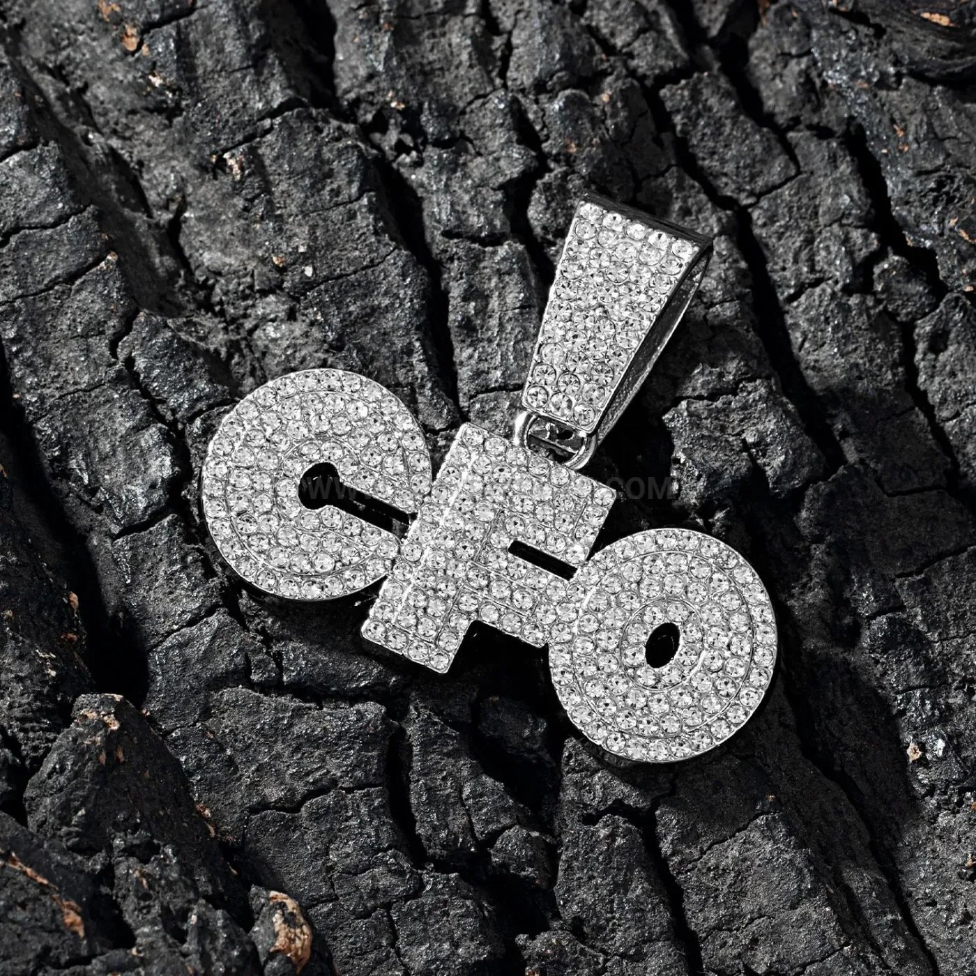 Stylish Rhinestone Letter CFO Pendant Alloy Cuban Chain Necklace