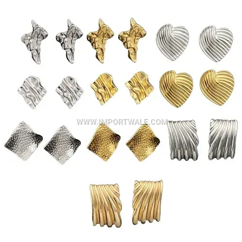 18K Gold Plated Stainless Steel Geometric Stud Earrings
