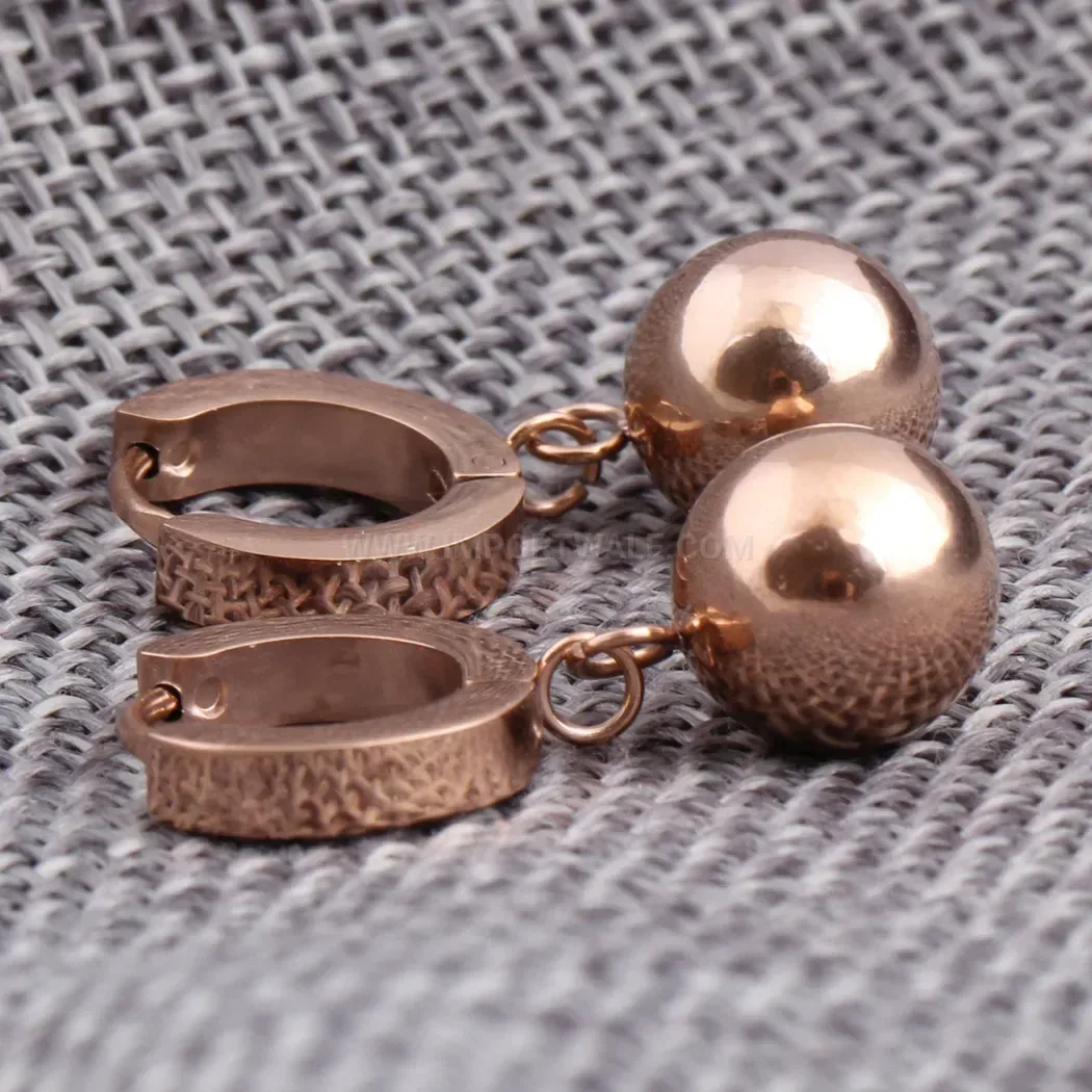 Modern Rose Gold Plated Crystal Circular Stainless Steel Drop Earrings