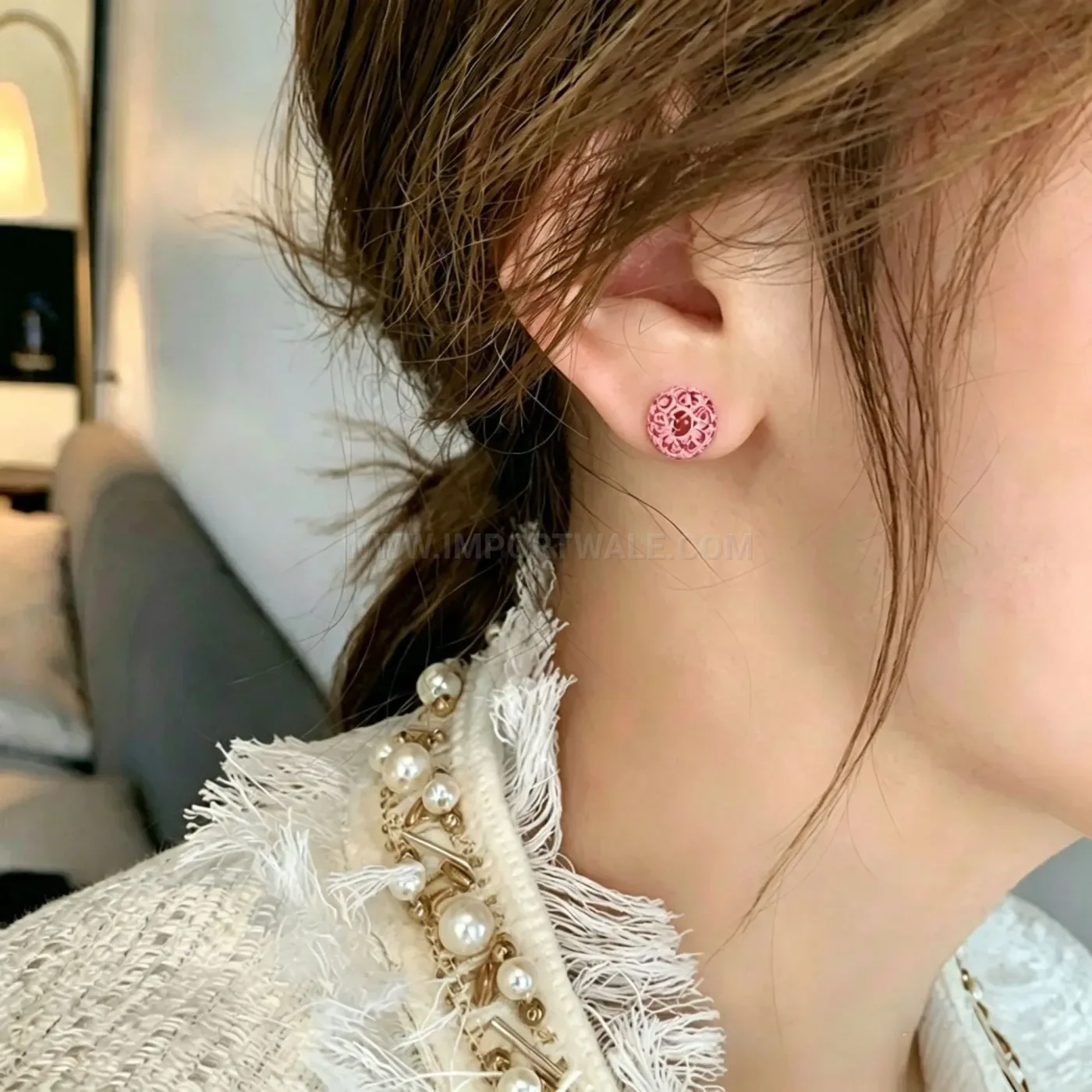 Stylish Zircon Stone Stainless Steel Chain Hoop and Cartilage Stud Set