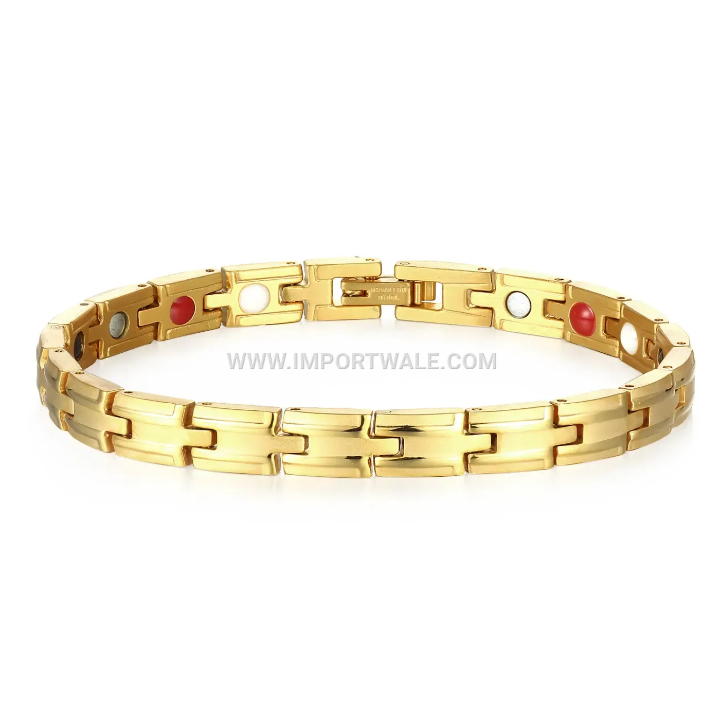 Elegantly Electroplated Gold Stainless Steel Magnetic Charm Bracelet