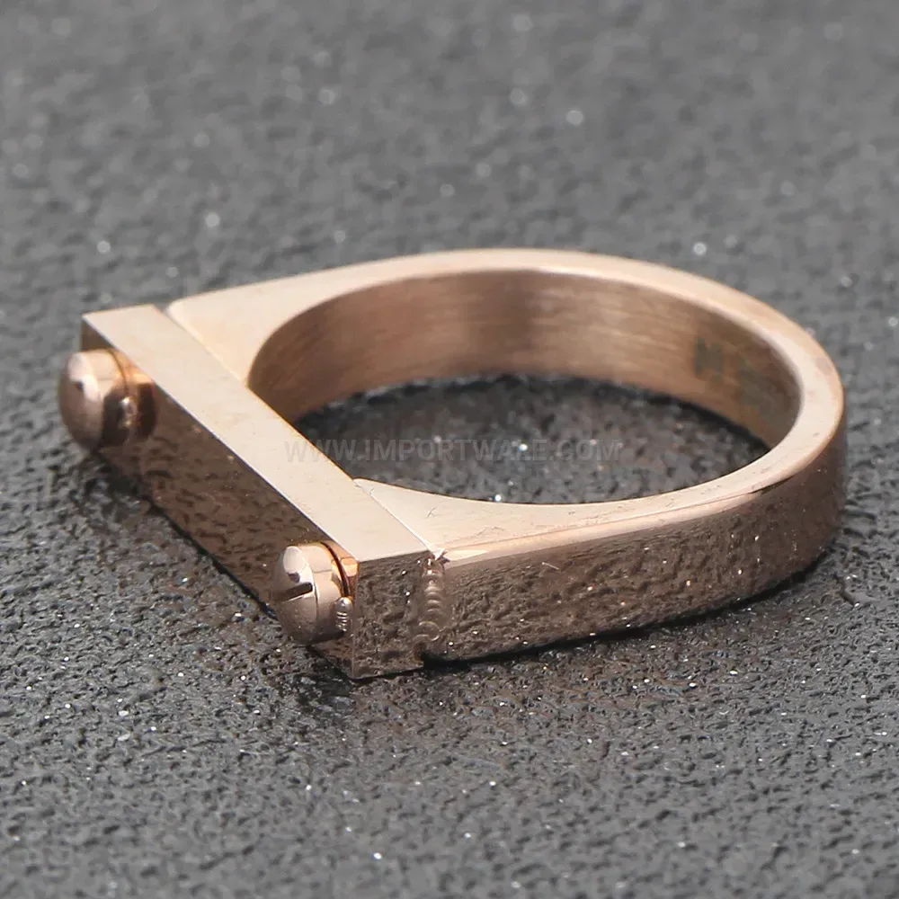 Bold Minimalist Dual Studded Stainless Steel Band Ring
