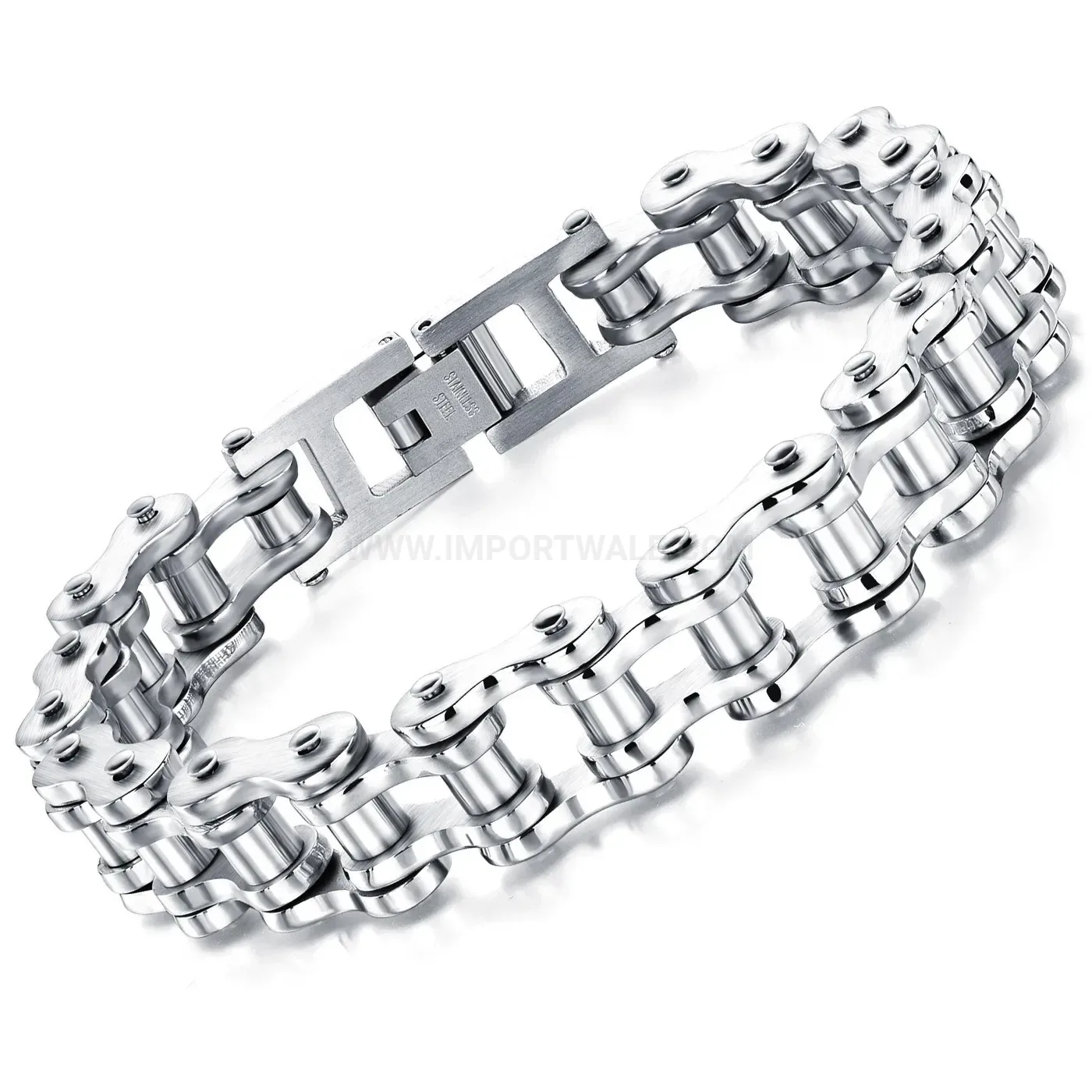 Two-Tone Titanium Steel Gear Link Biker Magnetic Bio Bracelet