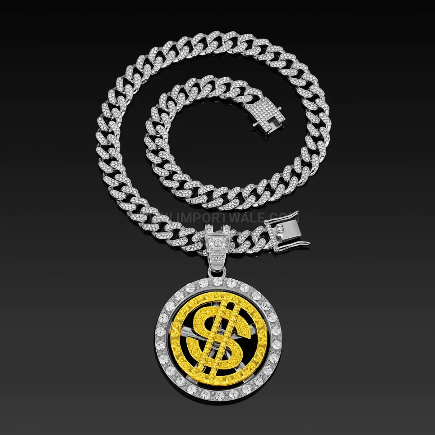 Rotating Dollar Sign Plaque Alloy Hip Hop Pendant