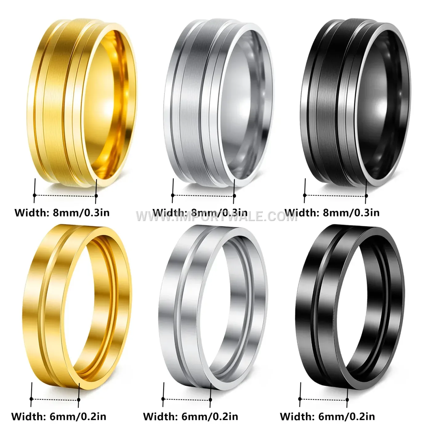 Polished Geometric Stainless Steel Plated Band Ring
