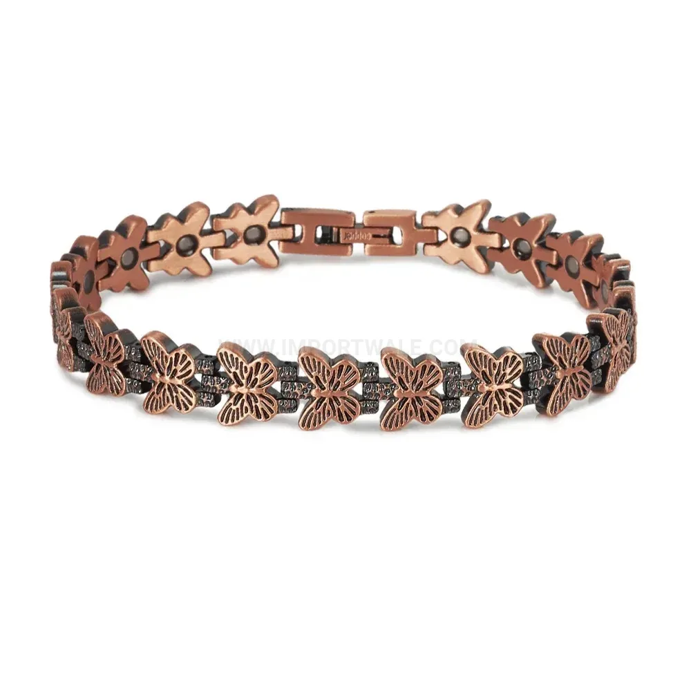 Filigree Butterfly Red Copper Magnetic Therapy Bracelet