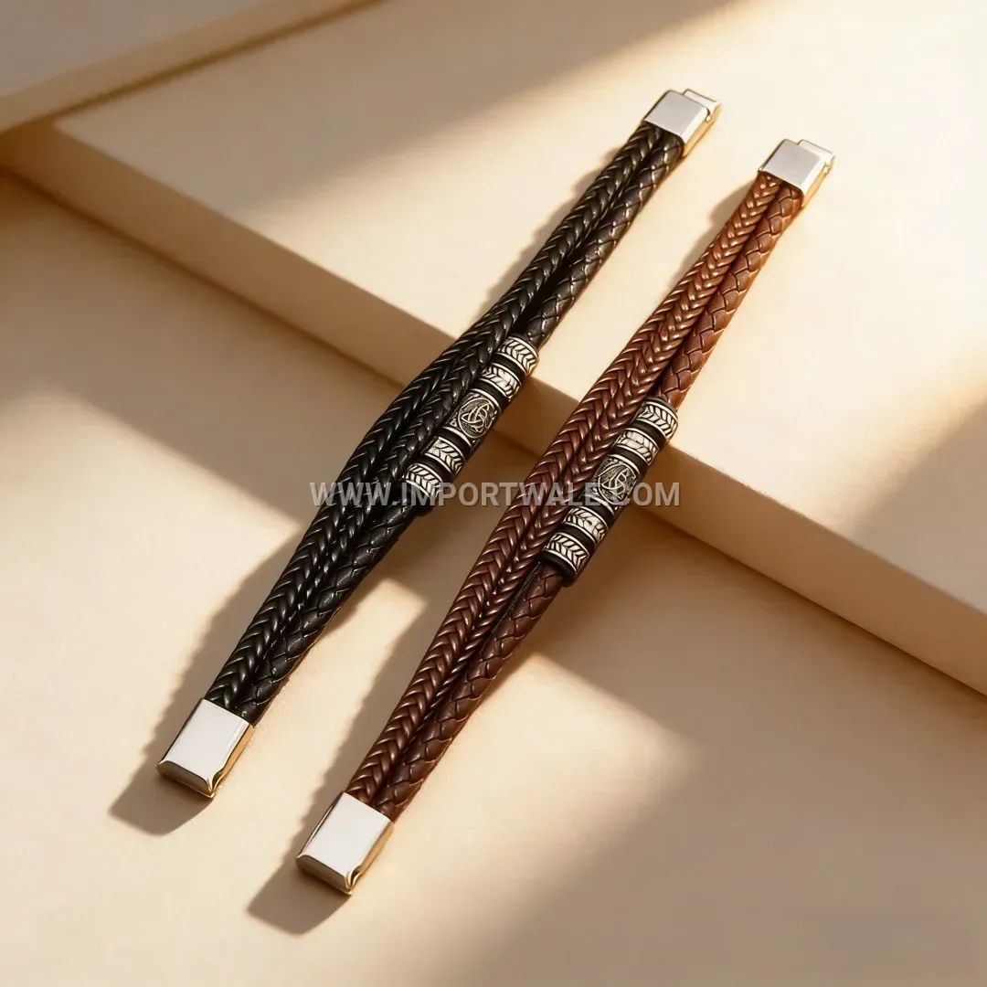 Handwoven Retro Totem PU Leather Magnetic Bracelet