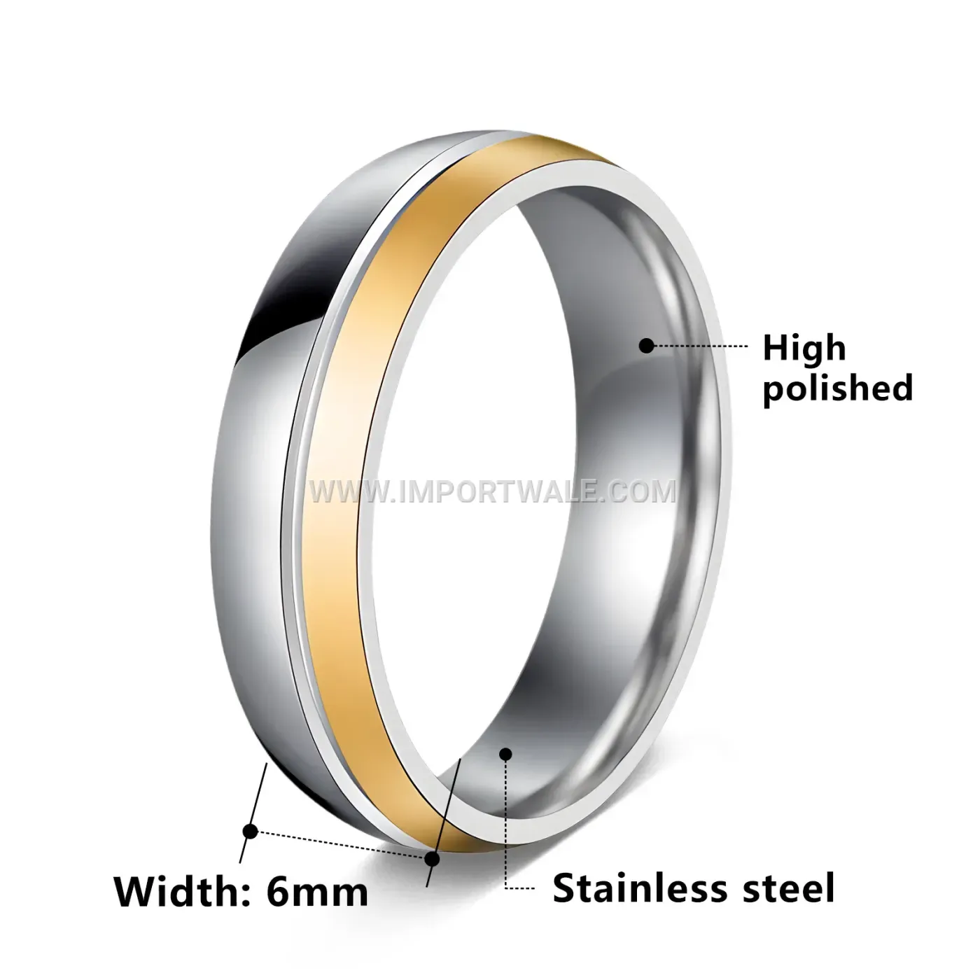 Two-Tone Stainless Steel Two-Piece Couple Ring Set