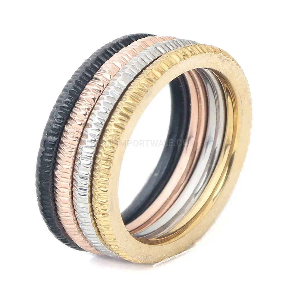 Stylish Four-Color Detachable Cracked Effect Stainless Steel Ring