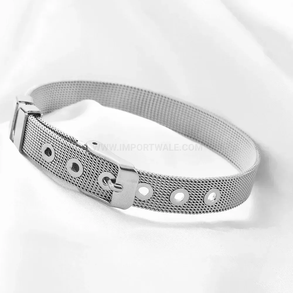 Sleek Stainless Steel Mesh Watchband Style Bracelet