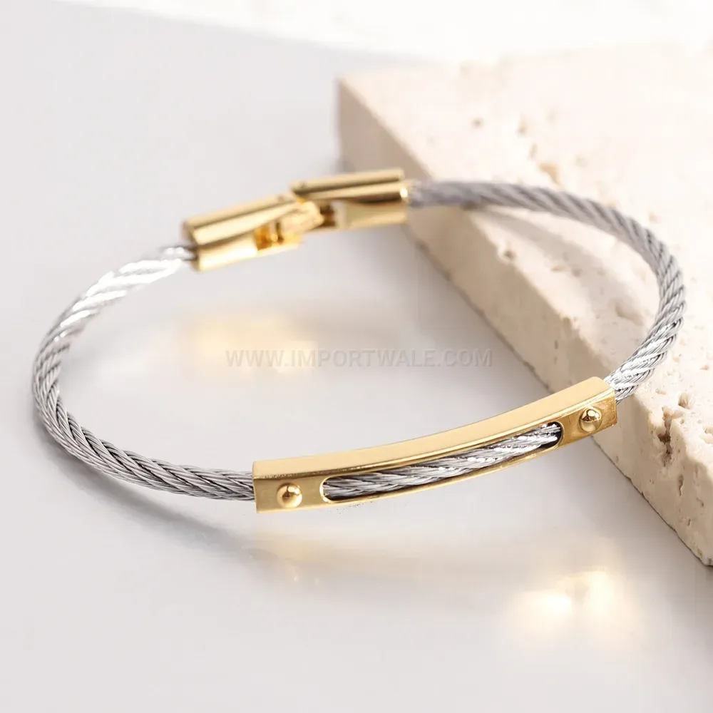 Premium Minimalist Openable Stainless Steel Wire Cable Bar Bangle