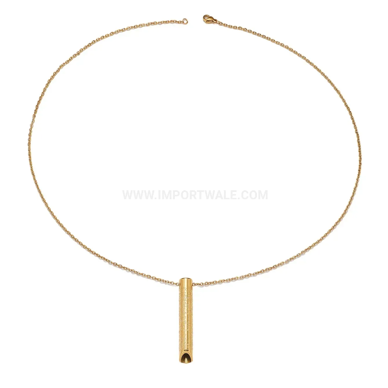 Bold Stainless Steel Whistle Pendant Necklace with Ayatul Kursi Inscription
