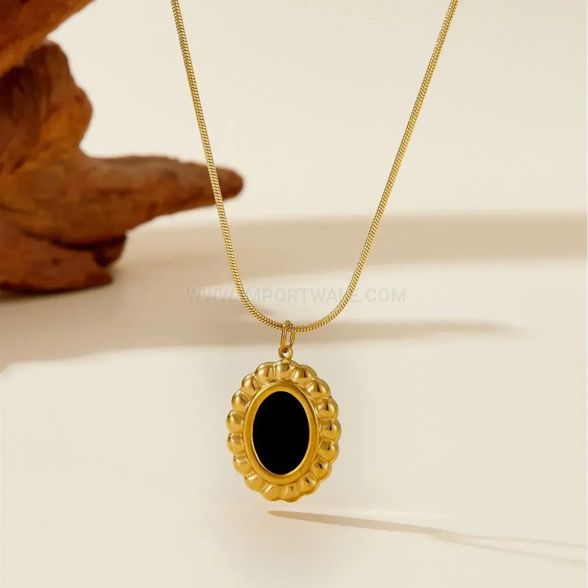 Modern Gold Titanium Steel Shell Pendant Necklace and Earring Set