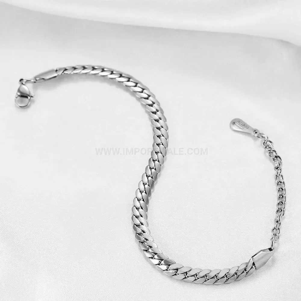Sleek 6mm Stainless Steel Cuban Link Chain Bracelet
