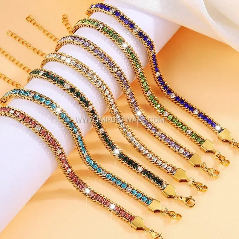 Three Layer Gold Plated Stainless Steel Zircon Bracelet