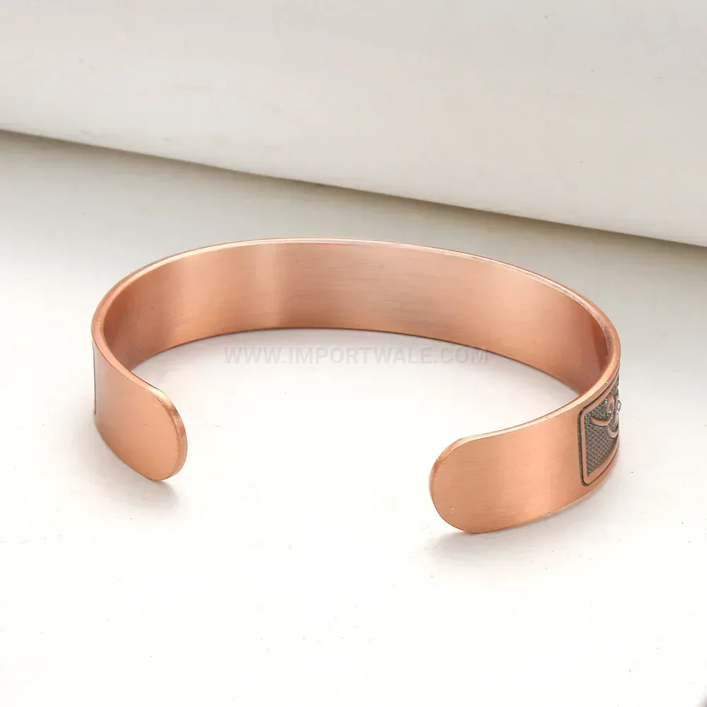 Vintage Leaf Carved Copper Bio Magnetic Cuff Bracelet