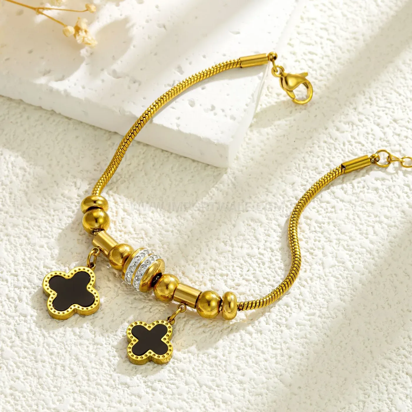 Rhinestone Titanium Steel Magnetic Clasp Bangle Bracelet