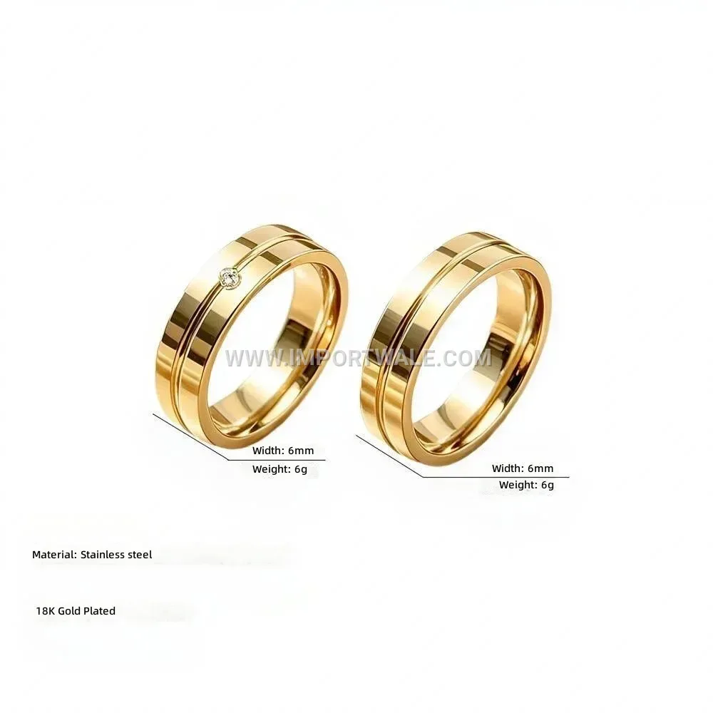 Geometric Stainless Steel Band with Sparkling Zircon Accent
