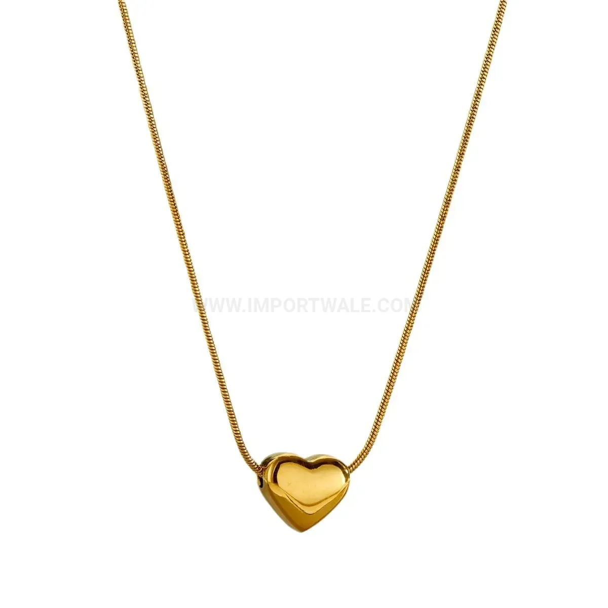 Trendy Gold Plated Titanium Steel Heart Snake Chain Collar Necklace