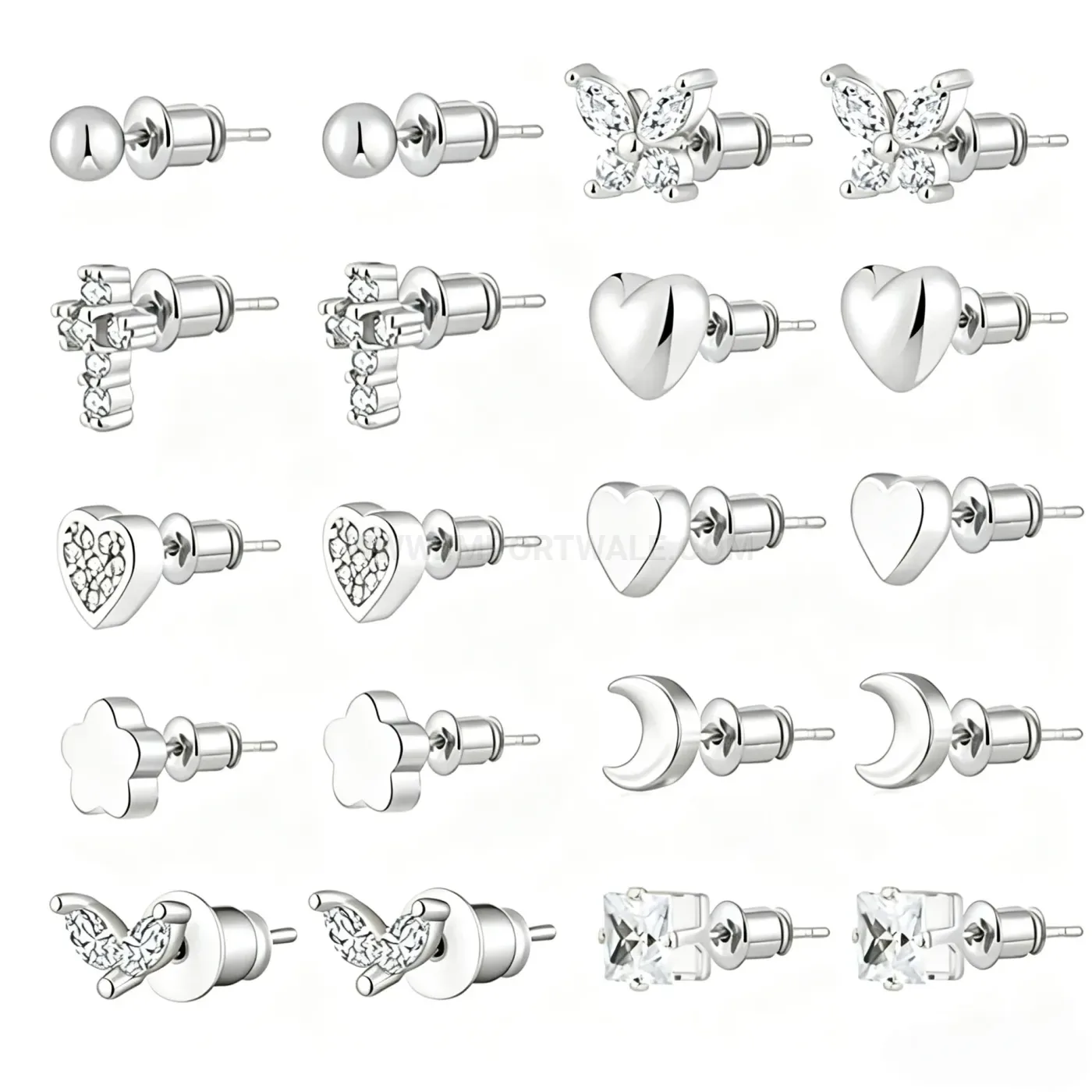 Modern Stainless Steel Geometric Cartilage Piercing Stud Earring Assortment