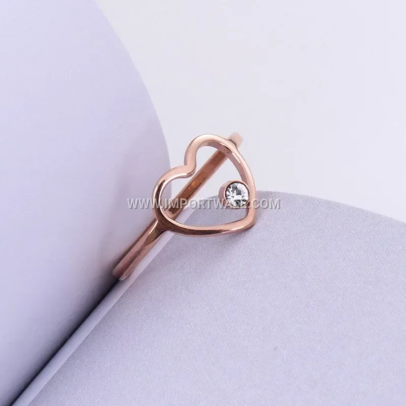 Heart Cutout Crystal Accent Rose Gold Ring