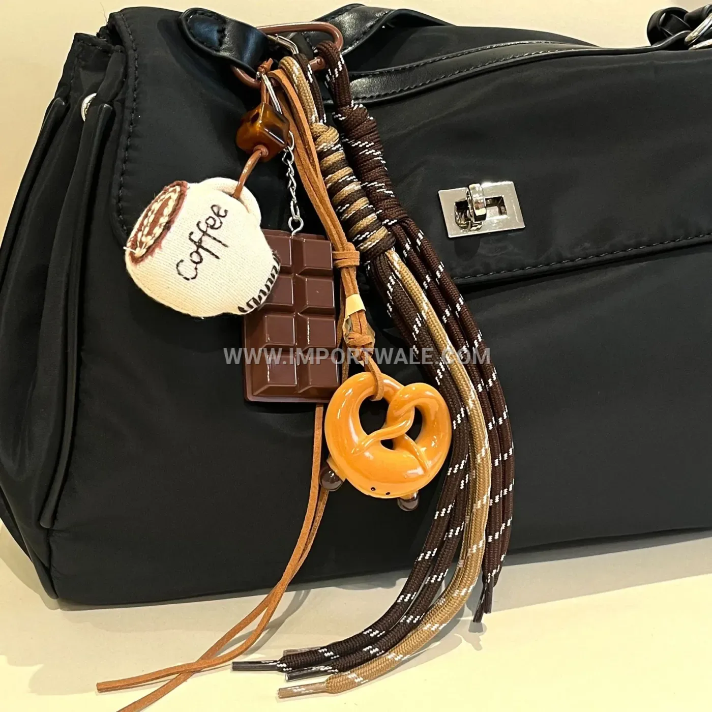 Handcrafted Pretzel Bread Woven Bag Creative Key chains Keychain