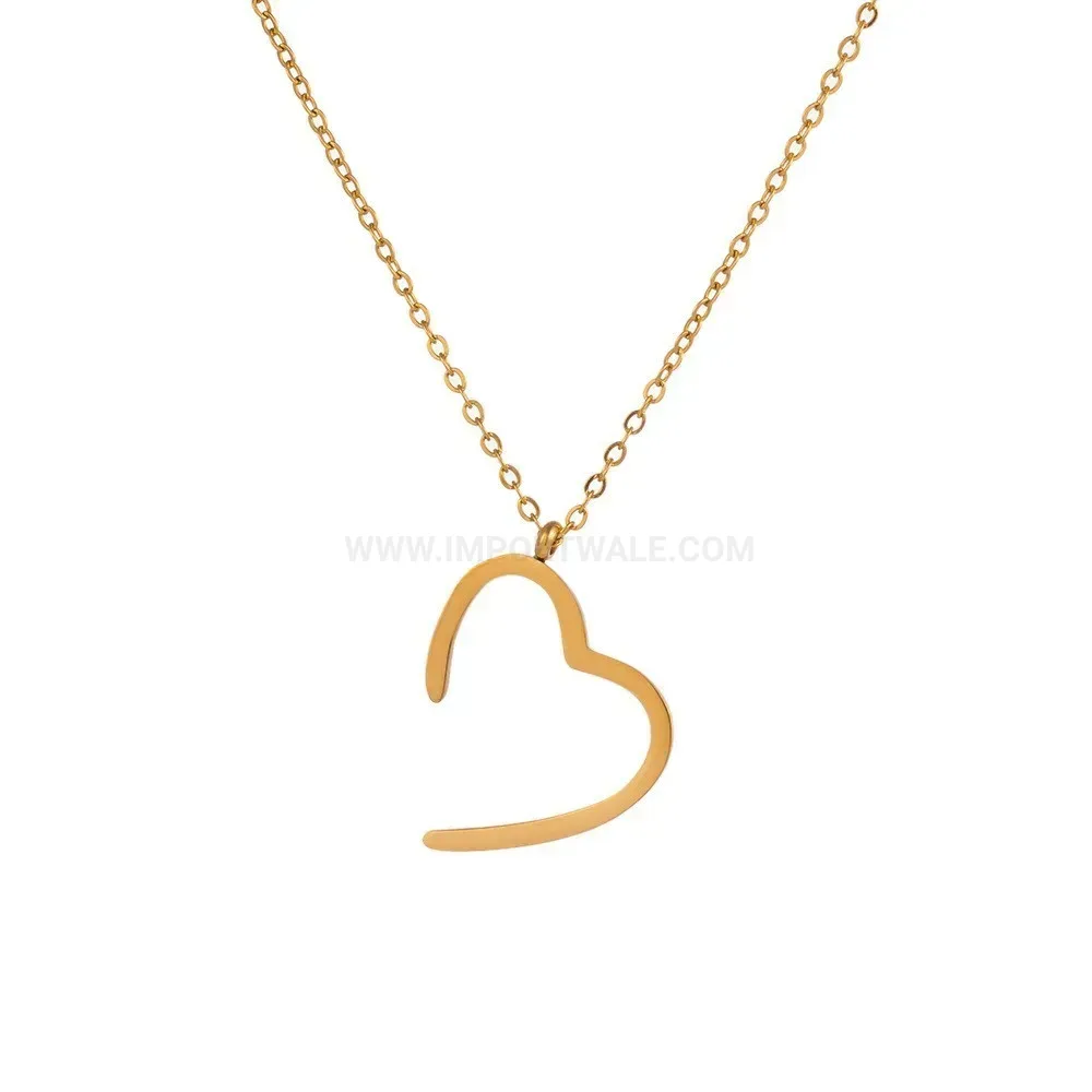 Premium Minimalist Stainless Steel Hollow Geometric Heart Pendant Necklace
