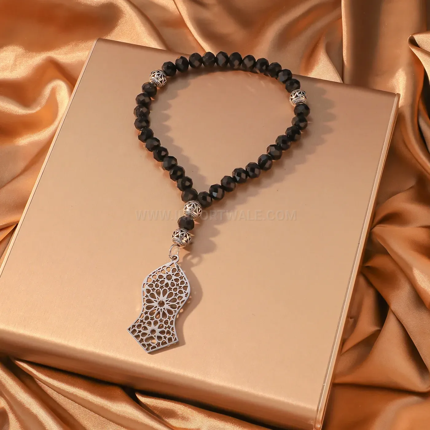 Hollow Out Stainless Steel Islamic Geometric Arabesque Talisman Pendant Necklace