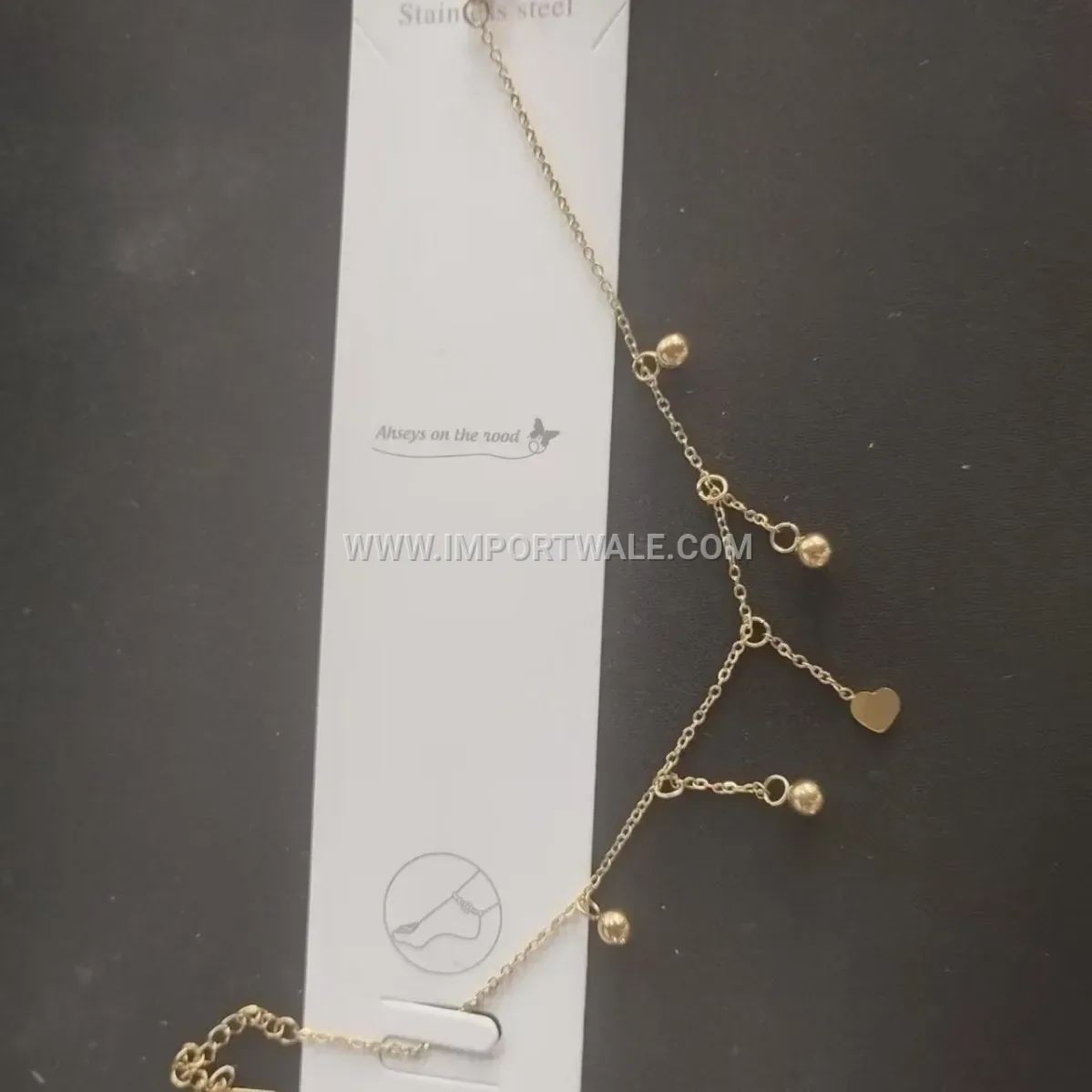 Gold Stainless Steel Beaded Tassel Minimalist Anklet