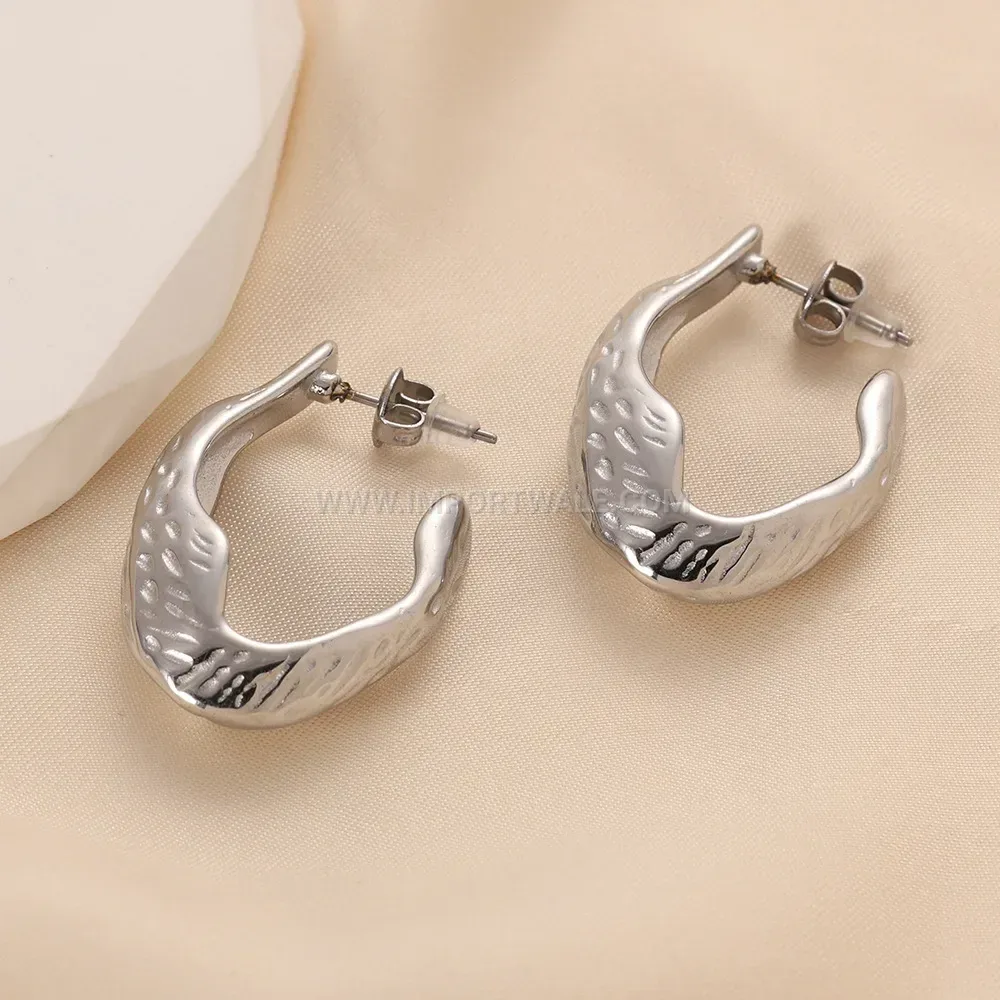 Twisted Irregular Stainless Steel Hoop Earrings